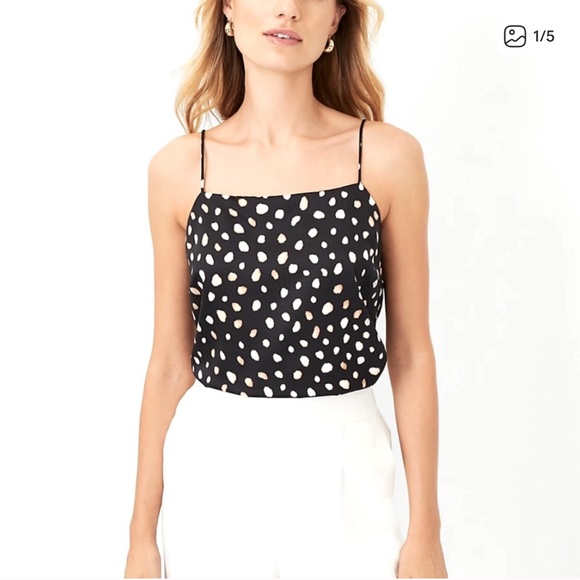 Ann Taylor Square Neck Animal Print Camisole M Medium Leopard Print Black Cream - Picture 1 of 9